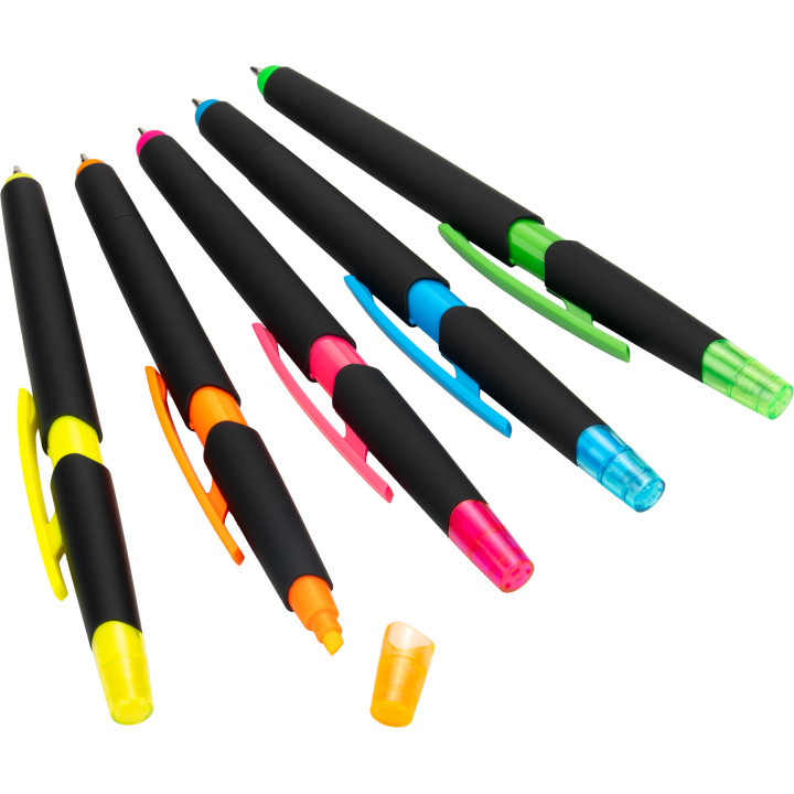 Długopis plastikowy z zakreślaczem touch pen EMMETT