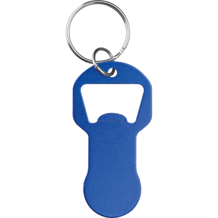 Brelok z otwieraczem do butelek i żetonem do wózka z aluminium z recyklingu OLIWIER