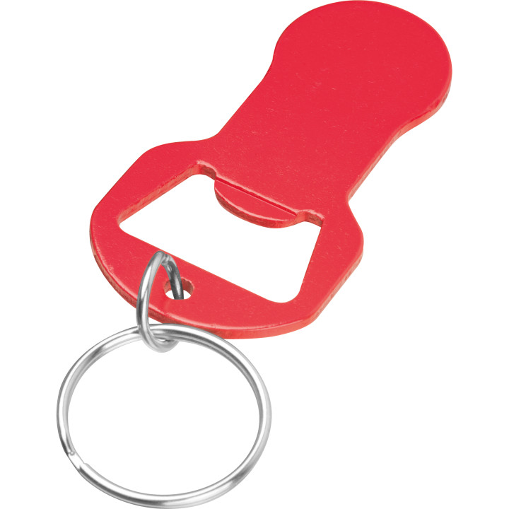 Brelok z otwieraczem do butelek i żetonem do wózka z aluminium z recyklingu OLIWIER