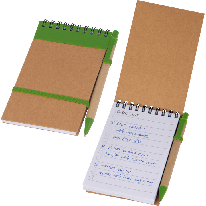 Notatnik w linie z długopisem tekturowym EUGENIO