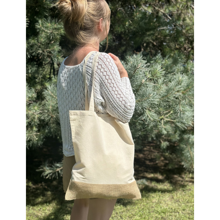 Torba bawełniana z jutowym dnem 140 g/m2 DOREEN