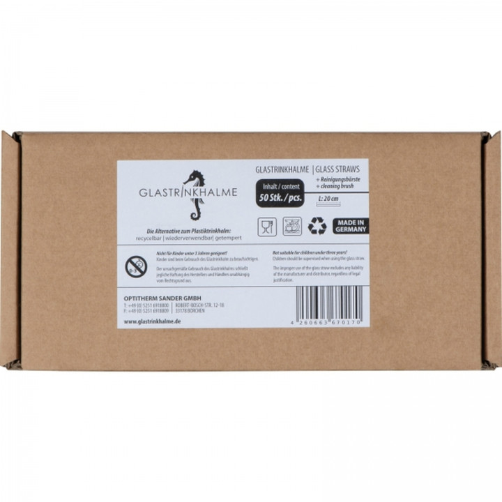 Słomka do napojów szklana 20 cm NELSON