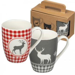 Zestaw 2 świątecznych kubków porcelanowych 300 ml ARMIN