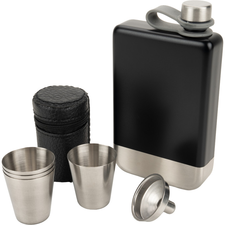 Zestaw piersiówka 266 ml, kieliszki 30 ml i lejek TAHAT Schwarzwolf