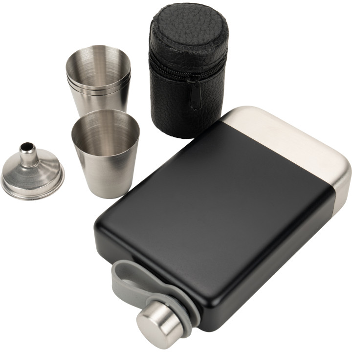 Zestaw piersiówka 266 ml, kieliszki 30 ml i lejek TAHAT Schwarzwolf