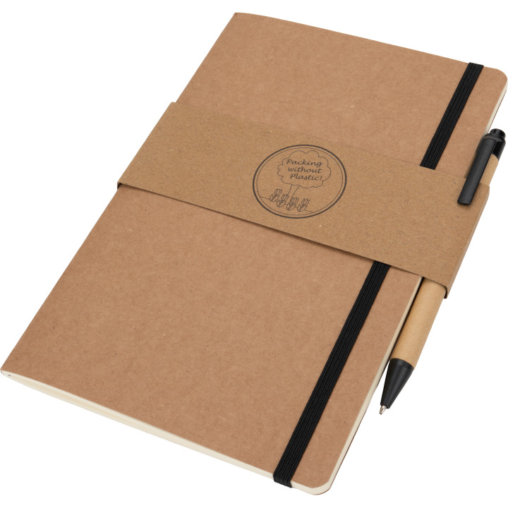 Notatnik A5 z czystymi stronami i długopisem z materiałów z recyklingu CHLOE