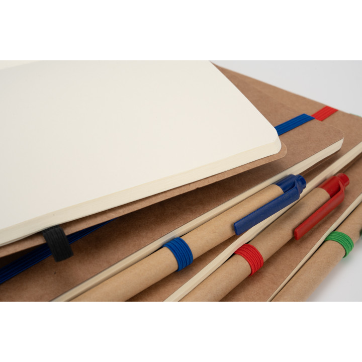 Notatnik A5 z czystymi stronami i długopisem z materiałów z recyklingu CHLOE