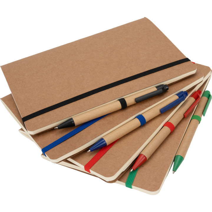 Notatnik A5 z czystymi stronami i długopisem z materiałów z recyklingu CHLOE