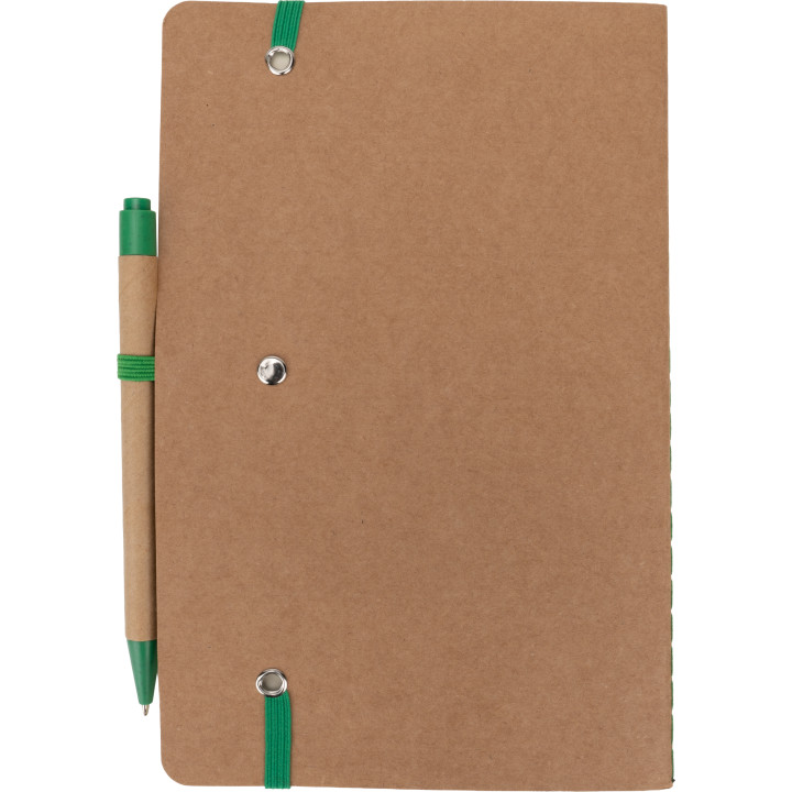 Notatnik A5 z czystymi stronami i długopisem z materiałów z recyklingu CHLOE