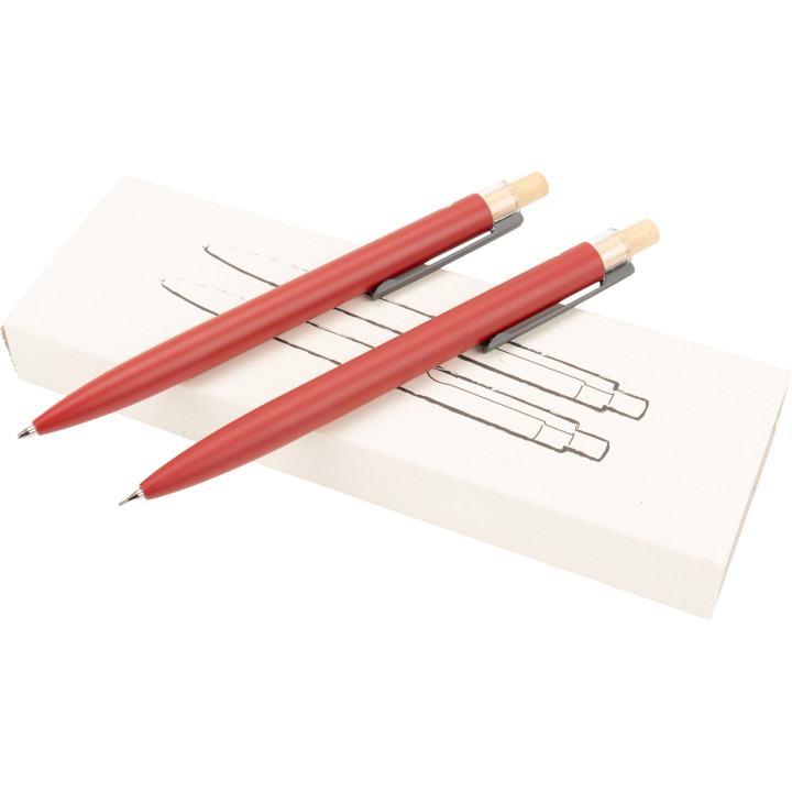 Zestaw piśmienny długopis półżelowy i ołówek automatyczny z aluminium z recyklingu SIEGFRIED