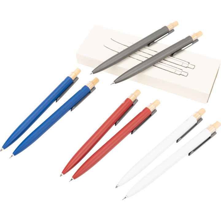 Zestaw piśmienny długopis półżelowy i ołówek automatyczny z aluminium z recyklingu SIEGFRIED