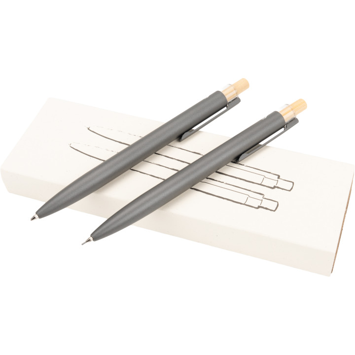 Zestaw piśmienny długopis półżelowy i ołówek automatyczny z aluminium z recyklingu SIEGFRIED