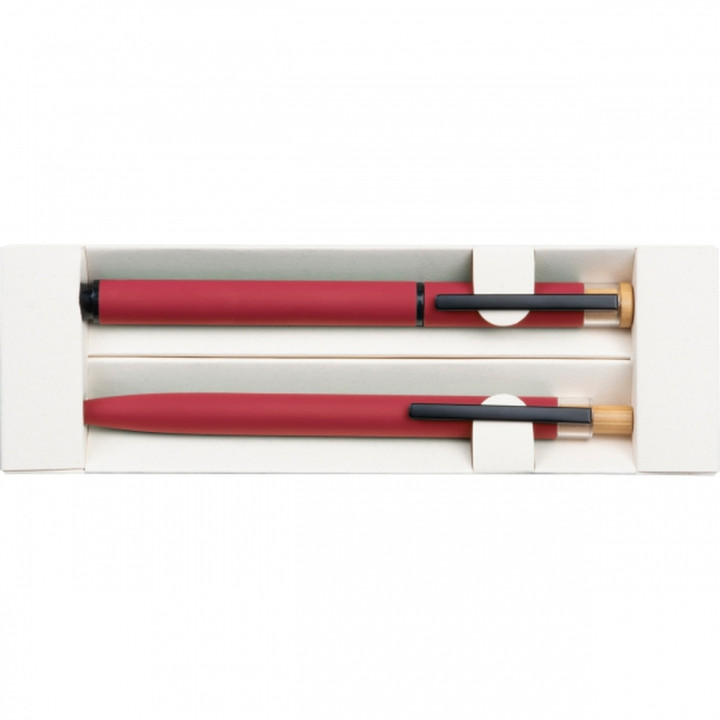 Zestaw piśmienny długopis i pióro kulkowe z aluminium z recyklingu RAFFAELE