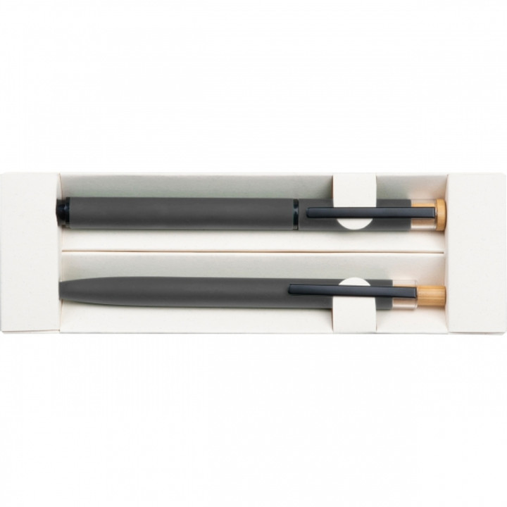 Zestaw piśmienny długopis i pióro kulkowe z aluminium z recyklingu RAFFAELE