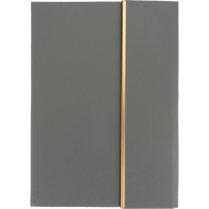 Notatnik A5 ze skóry z recyklingu, w linie z długopisem metalowym CrisMa MAGGIE