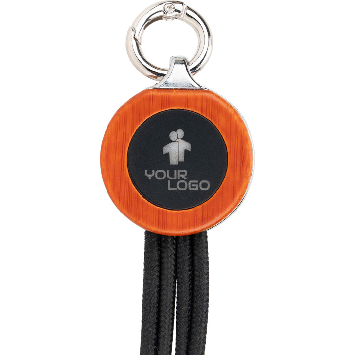 Kabel 4w1 z podświetlanym logo w drewnianej obudowie