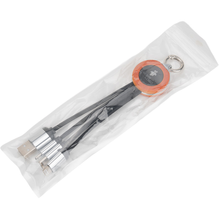 Kabel 4w1 z podświetlanym logo w drewnianej obudowie